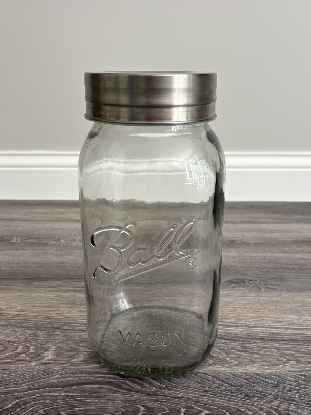 Extra Large Ball Clear Glass Mason Jar with Stainless Steel Lid